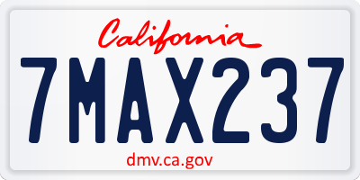 CA license plate 7MAX237