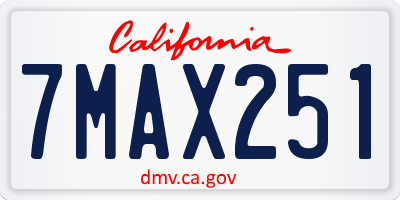 CA license plate 7MAX251