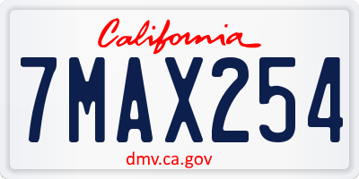 CA license plate 7MAX254