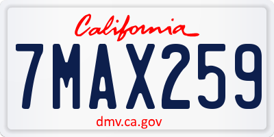 CA license plate 7MAX259
