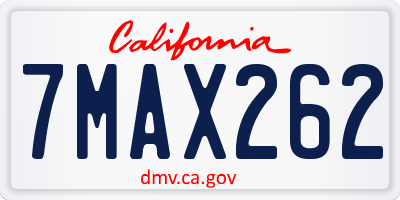 CA license plate 7MAX262