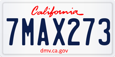CA license plate 7MAX273