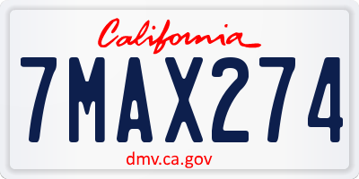 CA license plate 7MAX274