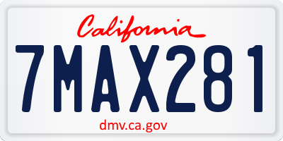 CA license plate 7MAX281