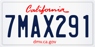 CA license plate 7MAX291