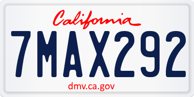 CA license plate 7MAX292