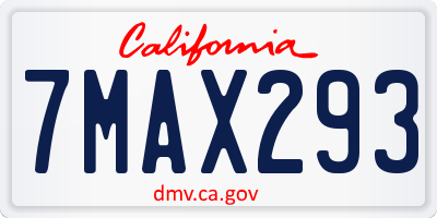 CA license plate 7MAX293