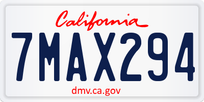 CA license plate 7MAX294