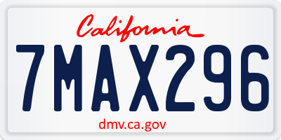 CA license plate 7MAX296