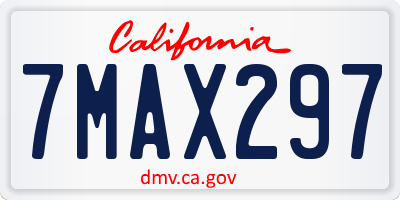 CA license plate 7MAX297