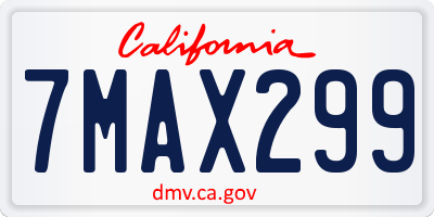 CA license plate 7MAX299