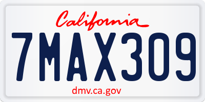 CA license plate 7MAX309