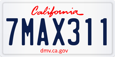 CA license plate 7MAX311