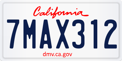 CA license plate 7MAX312