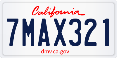CA license plate 7MAX321