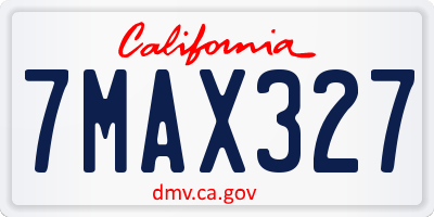 CA license plate 7MAX327