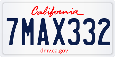 CA license plate 7MAX332