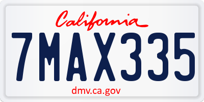 CA license plate 7MAX335