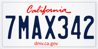 CA license plate 7MAX342