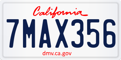 CA license plate 7MAX356