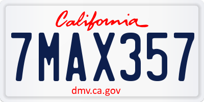 CA license plate 7MAX357