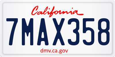 CA license plate 7MAX358