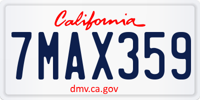 CA license plate 7MAX359