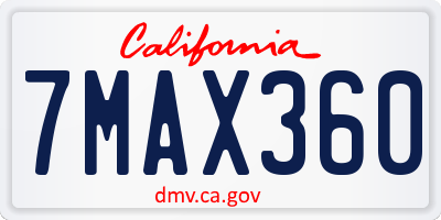 CA license plate 7MAX360