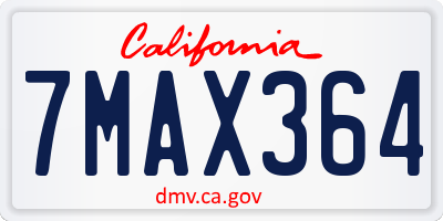 CA license plate 7MAX364