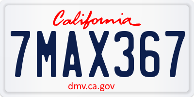 CA license plate 7MAX367