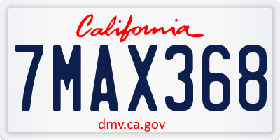 CA license plate 7MAX368