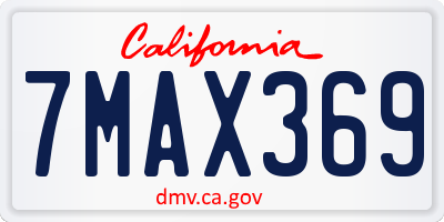 CA license plate 7MAX369
