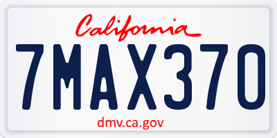 CA license plate 7MAX370