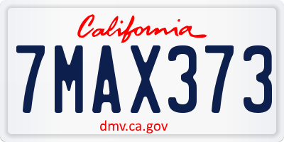 CA license plate 7MAX373