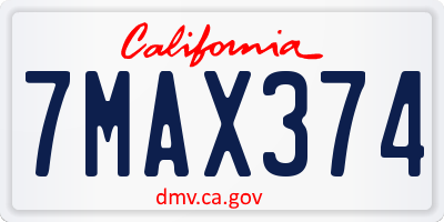 CA license plate 7MAX374