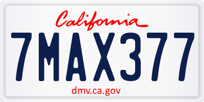 CA license plate 7MAX377
