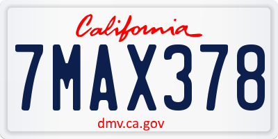CA license plate 7MAX378