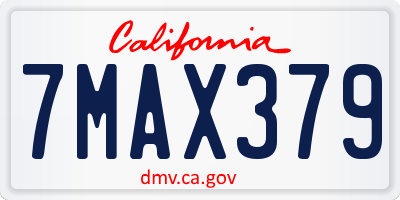 CA license plate 7MAX379