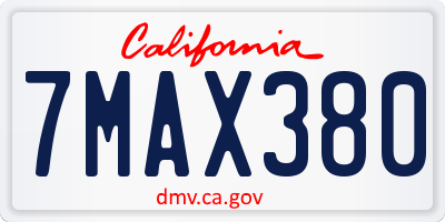 CA license plate 7MAX380
