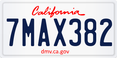 CA license plate 7MAX382