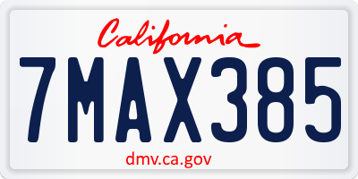 CA license plate 7MAX385