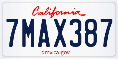 CA license plate 7MAX387