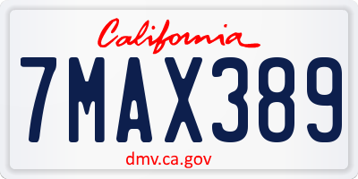CA license plate 7MAX389