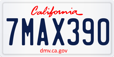 CA license plate 7MAX390