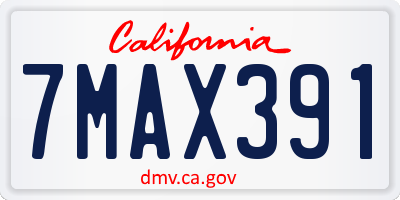 CA license plate 7MAX391