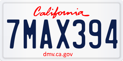 CA license plate 7MAX394