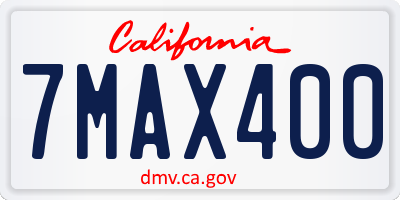 CA license plate 7MAX400