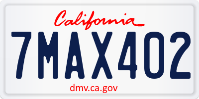 CA license plate 7MAX402