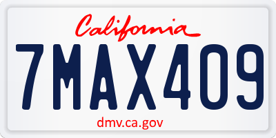 CA license plate 7MAX409