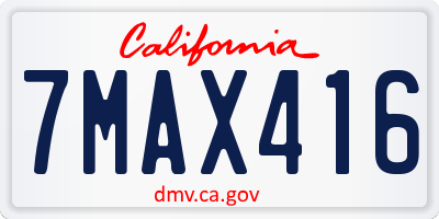 CA license plate 7MAX416